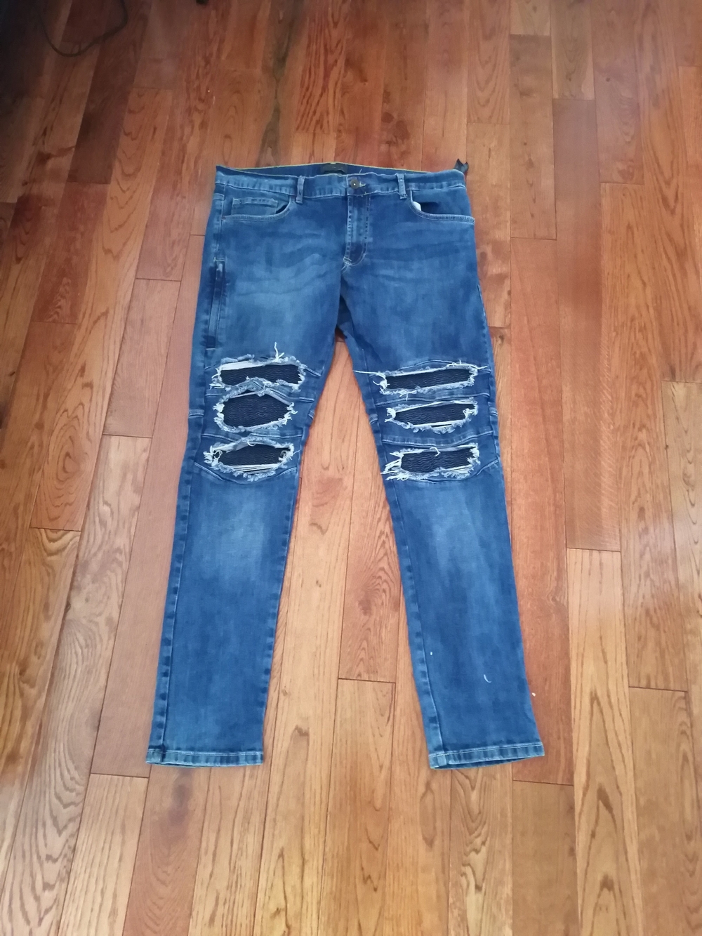 Zara Men's Blue Ripped Skinny Jeans